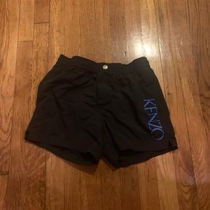 Kenzo Black Swim Trunks with Blue Logo